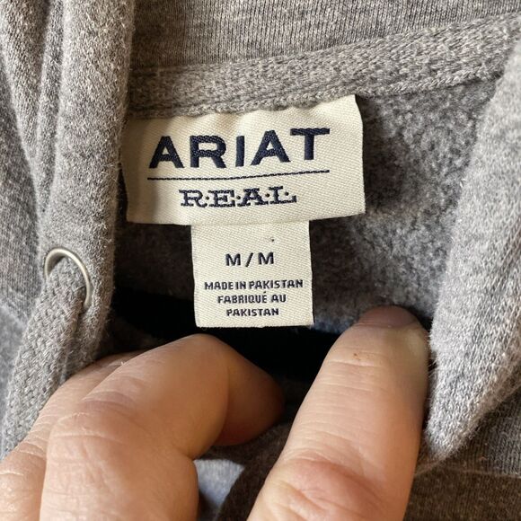 Ariat R.E.A.L. Hoodie Women’s Size Medium Grey Pullover Pouch - Picture 4 of 13